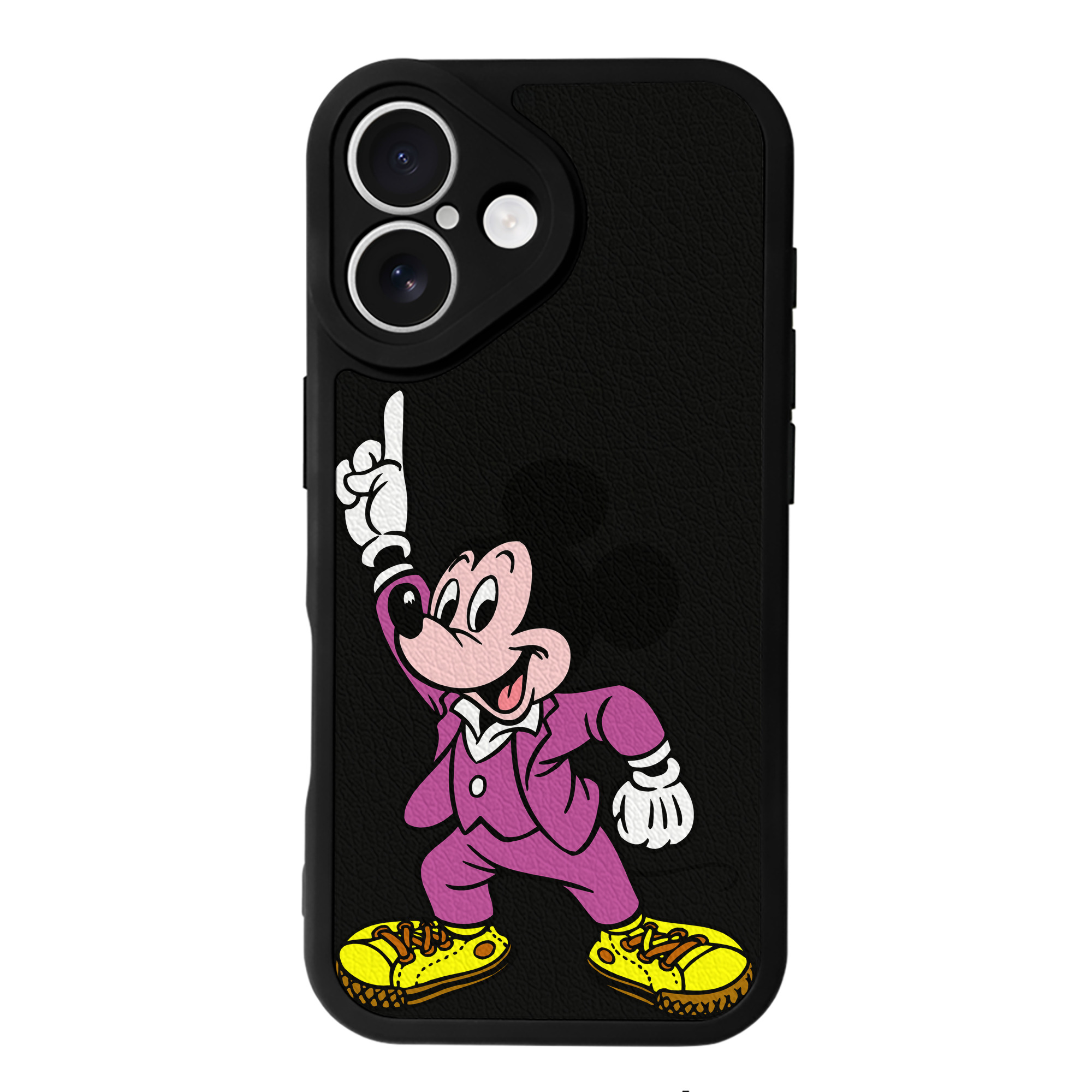 （画像用） ミッキーマウス Mickey Mouse 【iPhone 16シリーズ対応】シリコンスマホケース（レザー調） 材質：シリコン